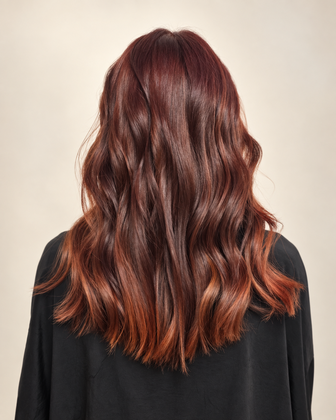Colore rame intenso su capelli mossi